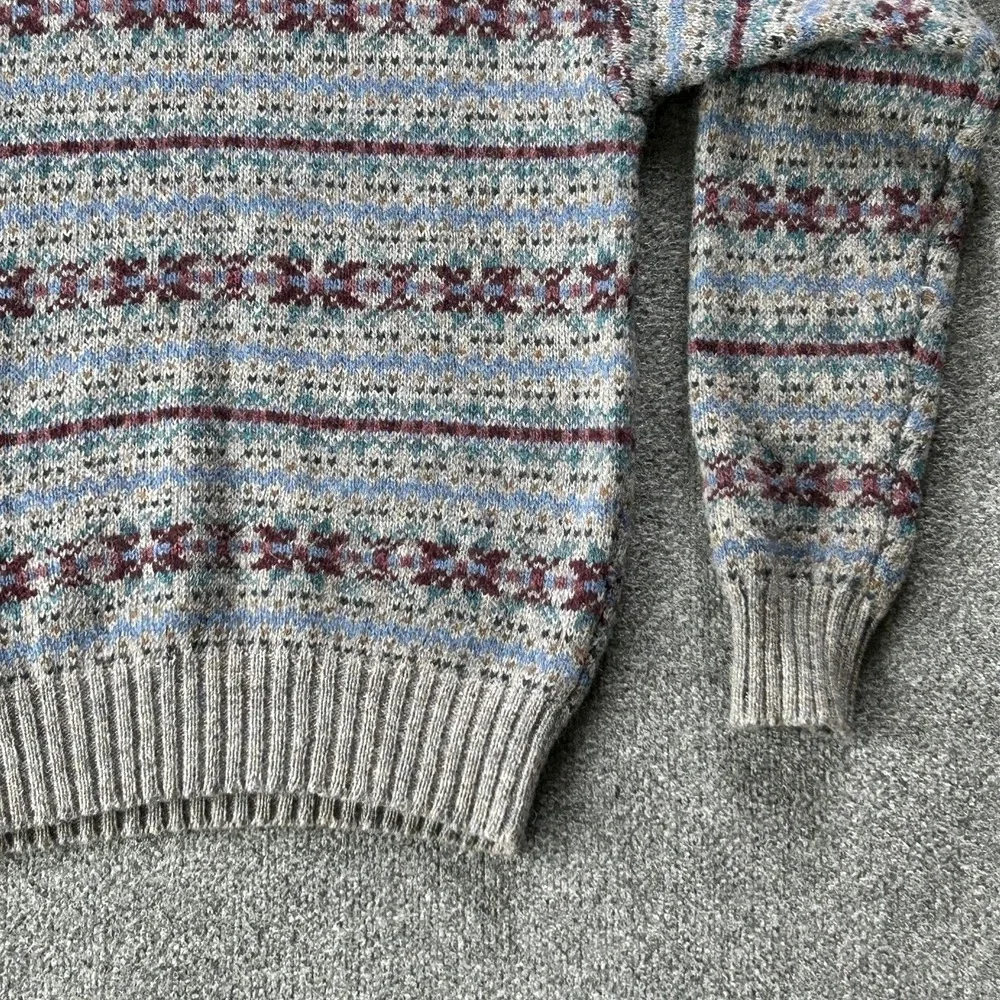 Vintage Hunting Horn Sweater Mens M Multicolor Shetland Wool Fair Isle Hong Kong